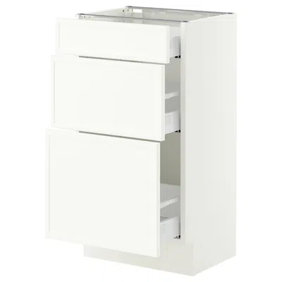 Ikea Sektion / Maximera Base Cabinet With 3 Drawers, White/aspudden Matte White, 18x15x30 "