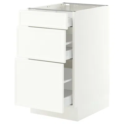 Ikea Sektion / Maximera Base Cabinet With 3 Drawers, White/aspudden Matte White, 18x24x30 "