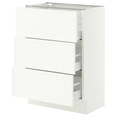 Ikea Sektion / Maximera Base Cabinet With 3 Drawers, White/aspudden Matte White, 24x15x30 "