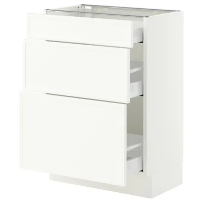 Ikea Sektion / Maximera Base Cabinet With 3 Drawers, White/aspudden Matte White, 24x15x30 "