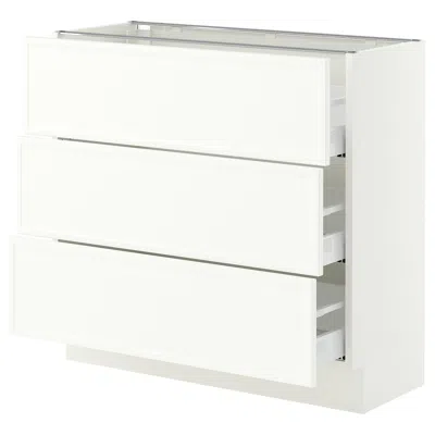 Ikea Sektion / Maximera Base Cabinet With 3 Drawers, White/aspudden Matte White, 36x15x30 "