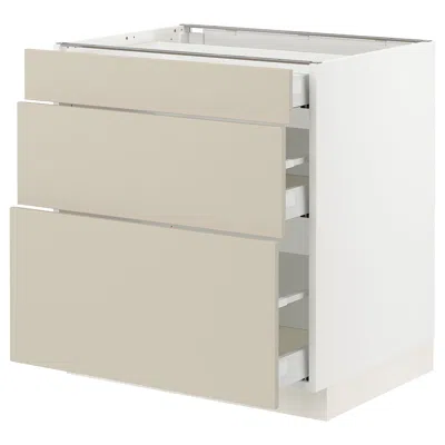 Ikea Sektion / Maximera Base Cabinet With 3 Drawers, White/havstorp Beige, 30x24x30 " In Gray