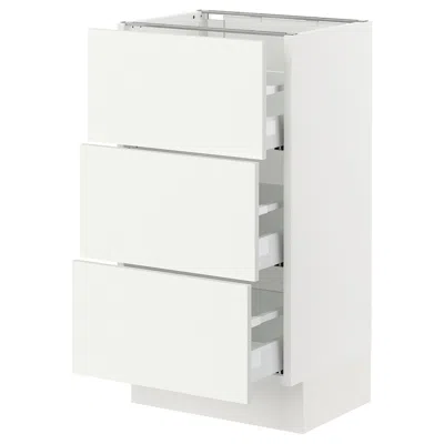 Ikea Sektion / Maximera Base Cabinet With 3 Drawers, White/vallstena White, 18x15x30 "