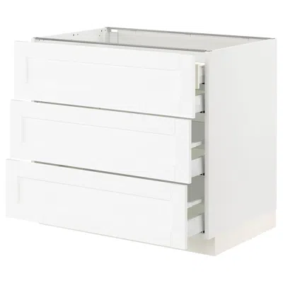 Ikea Sektion / Maximera Base Cabinet With 3 Fronts/4 Drawers, White Enköping/white Wood Effect, 36x24x30 