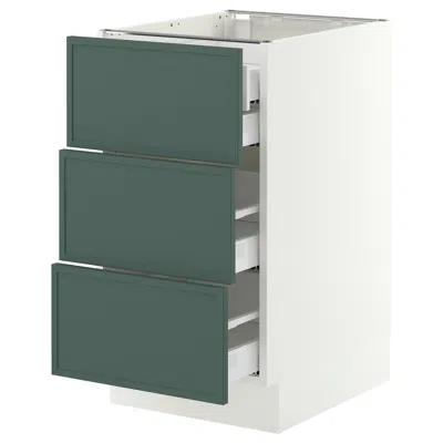 Ikea Sektion / Maximera Base Cabinet With 3 Fronts/4 Drawers, White/aspudden Dark Gray-green, 18x24x30 "