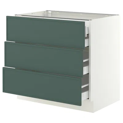 Ikea Sektion / Maximera Base Cabinet With 3 Fronts/4 Drawers, White/aspudden Dark Gray-green, 36x24x30 "
