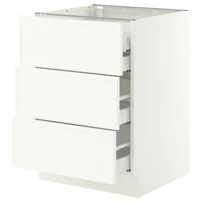 Ikea Sektion / Maximera Base Cabinet With 3 Fronts/4 Drawers, White/aspudden Matte White, 24x24x30 "