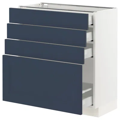 Ikea Sektion / Maximera Base Cabinet With 4 Drawers, White Axstad/matte Blue, 30x15x30 "