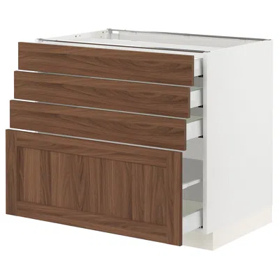 Ikea Sektion / Maximera Base Cabinet With 4 Drawers, White Enköping/brown Walnut Effect, 36x24x30 "
