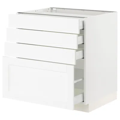 Ikea Sektion / Maximera Base Cabinet With 4 Drawers, White Enköping/white Wood Effect, 30x24x30 "