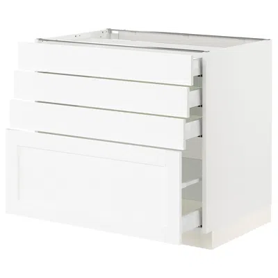 Ikea Sektion / Maximera Base Cabinet With 4 Drawers, White Enköping/white Wood Effect, 36x24x30 "