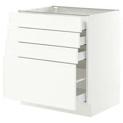 Ikea Sektion / Maximera Base Cabinet With 4 Drawers, White/aspudden Matte White, 30x24x30 "