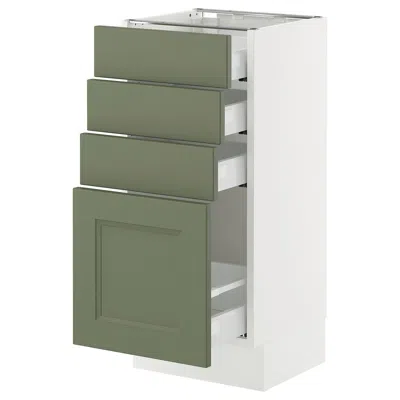 Ikea Sektion / Maximera Base Cabinet With 4 Drawers, White/axstad Gray-green, 15x15x30 "