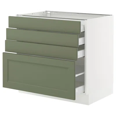 Ikea Sektion / Maximera Base Cabinet With 4 Drawers, White/axstad Gray-green, 36x24x30 "