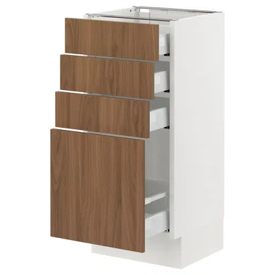 Ikea Sektion / Maximera Base Cabinet With 4 Drawers, White/tistorp Brown Walnut Effect, 15x15x30 "