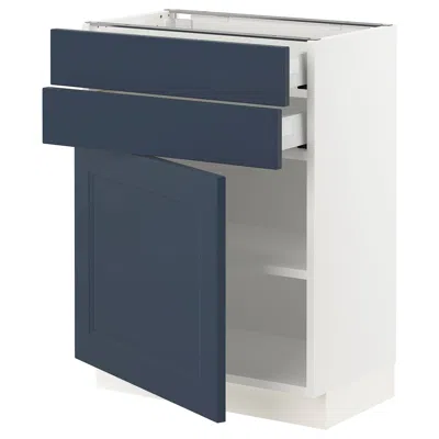 Ikea Sektion / Maximera Base Cabinet With Door/2 Drawers, White Axstad/matte Blue, 24x15x30 "