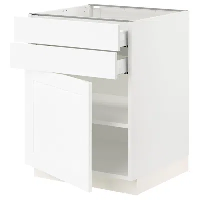 Ikea Sektion / Maximera Base Cabinet With Door/2 Drawers, White Enköping/white Wood Effect, 24x24x30 "