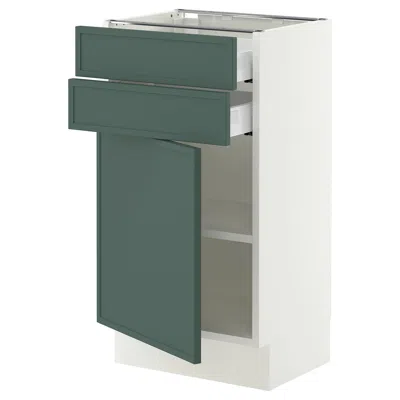 Ikea Sektion / Maximera Base Cabinet With Door/2 Drawers, White/aspudden Dark Gray-green, 18x15x30 "