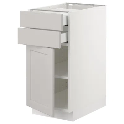 Ikea Sektion / Maximera Base Cabinet With Door/2 Drawers, White/lerhyttan Light Gray, 15x24x30 "