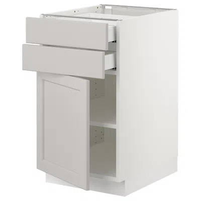 Ikea Sektion / Maximera Base Cabinet With Door/2 Drawers, White/lerhyttan Light Gray, 18x24x30 "