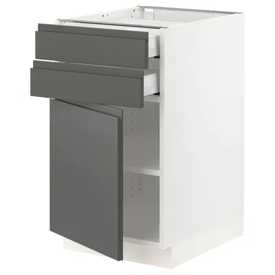 Ikea Sektion / Maximera Base Cabinet With Door/2 Drawers, White/voxtorp Dark Gray, 18x24x30 "
