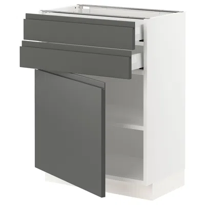 Ikea Sektion / Maximera Base Cabinet With Door/2 Drawers, White/voxtorp Dark Gray, 24x15x30 "