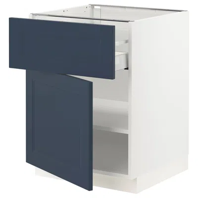 Ikea Sektion / Maximera Base Cabinet With Drawer/door, White Axstad/matte Blue, 24x24x30 "