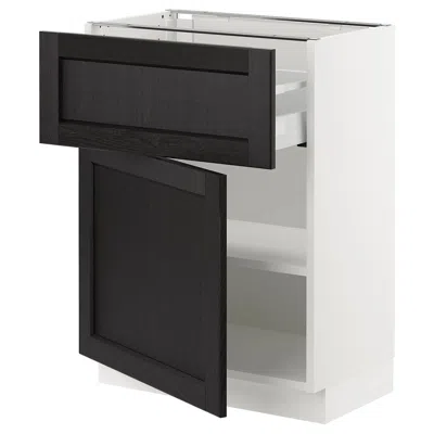 Ikea Sektion / Maximera Base Cabinet With Drawer/door, White/lerhyttan Black Stained, 24x15x30 "