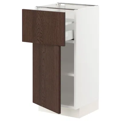 Ikea Sektion / Maximera Base Cabinet With Drawer/door, White/sinarp Brown, 15x15x30 "