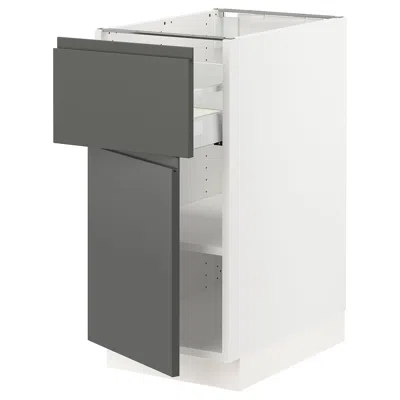 Ikea Sektion / Maximera Base Cabinet With Drawer/door, White/voxtorp Dark Gray, 15x24x30 "