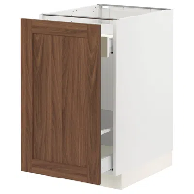 Ikea Sektion / Maximera Base Cabinet With Pull-out Storage, White Enköping/brown Walnut Effect, 18x24x30 