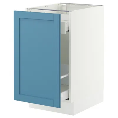 Ikea Sektion / Maximera Base Cabinet With Pull-out Storage, White/lerhyttan Blue, 18x24x30 "