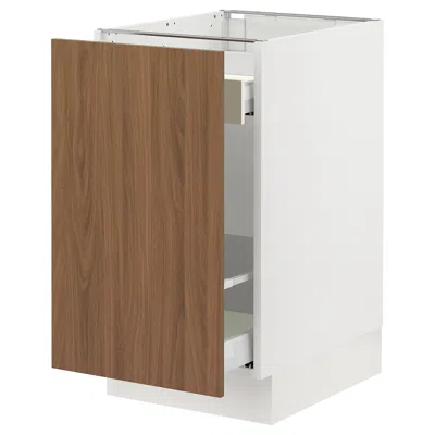 Ikea Sektion / Maximera Base Cabinet With Pull-out Storage, White/tistorp Brown Walnut Effect, 18x24x30 "