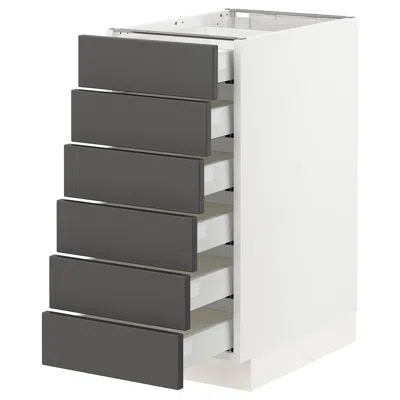 Ikea Sektion / Maximera Base Cabinet/6 Fronts/6 Low Drawers, White/axstad Dark Gray, 15x24x30 "