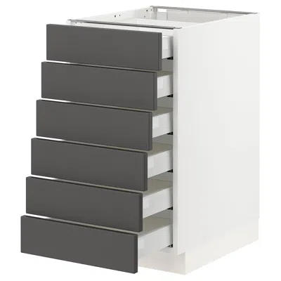Ikea Sektion / Maximera Base Cabinet/6 Fronts/6 Low Drawers, White/axstad Dark Gray, 18x24x30 " In Animal Print