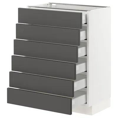 Ikea Sektion / Maximera Base Cabinet/6 Fronts/6 Low Drawers, White/axstad Dark Gray, 24x15x30 "