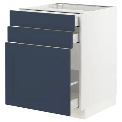 Ikea Sektion / Maximera Base Cabinet/pull-out Storage/2 Drawerrs, White Axstad/matte Blue, 24x24x30 "