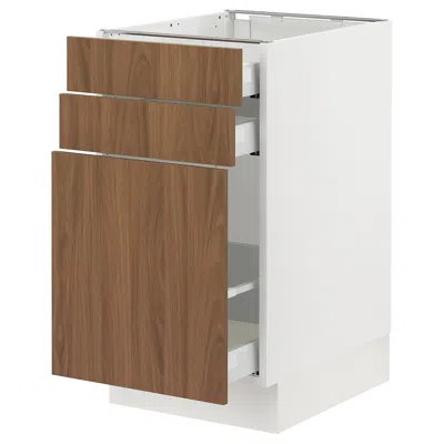 Ikea Sektion / Maximera Base Cabinet/pull-out Storage/2 Drawerrs, White/tistorp Brown Walnut Effect, 18x2