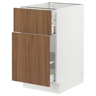 Ikea Sektion / Maximera Base Cabinet/pull-out Storage/drawer, White/tistorp Brown Walnut Effect, 18x24x30