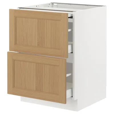 Ikea Sektion / Maximera Bc With Pull-out Work Surface/2 Drawers, White/vedhamn Oak, 24x24x30 " In Brown