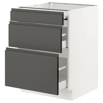 Ikea Sektion / Maximera Bc With Pull-out Work Surface/2 Drawers, White/voxtorp Dark Gray, 24x24x30 "