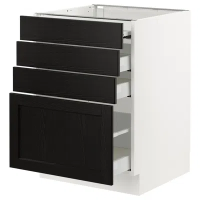 Ikea Sektion / Maximera Bc With Pull-out Work Surface/3 Drawers, White/lerhyttan Black Stained, 24x24x30 