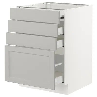 Ikea Sektion / Maximera Bc With Pull-out Work Surface/3 Drawers, White/lerhyttan Light Gray, 24x24x30 "