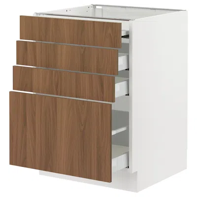 Ikea Sektion / Maximera Bc With Pull-out Work Surface/3 Drawers, White/tistorp Brown Walnut Effect, 24x24
