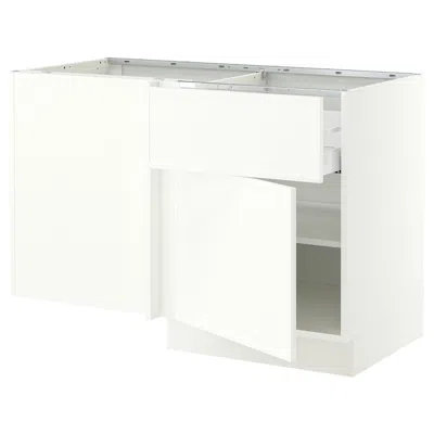 Ikea Sektion / Maximera Corner Base Cabinet With Drawer And Shelf, White/aspudden Matte White, 50x24x30 "