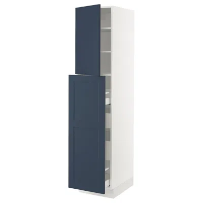 Ikea Sektion / Maximera Hc With Pull-open Func 1 Door/4 Drawers​, White Axstad/matte Blue, 18x24x80 "