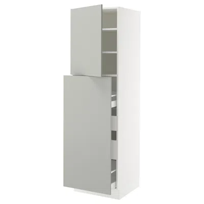 Ikea Sektion / Maximera Hc With Pull-open Func 1 Door/4 Drawers​, White/havstorp Light Gray, 24x24x80 "
