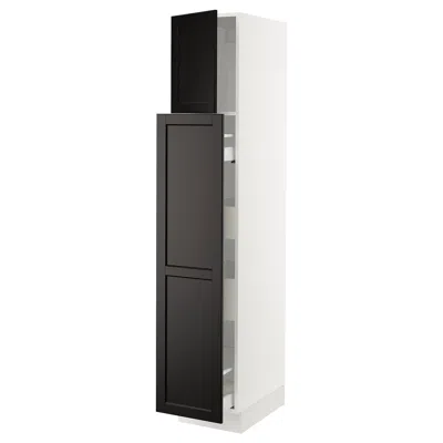 Ikea Sektion / Maximera Hc With Pull-open Func 1 Door/4 Drawers​, White/lerhyttan Black Stained, 15x24x80