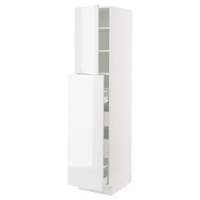 Ikea Sektion / Maximera Hc With Pull-open Func 1 Door/4 Drawers​, White/ringhult White, 18x24x80 "
