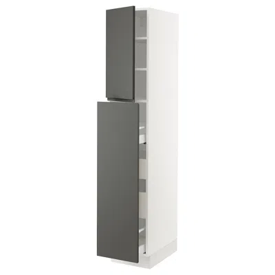 Ikea Sektion / Maximera Hc With Pull-open Func 1 Door/4 Drawers​, White/voxtorp Dark Gray, 15x24x80 "